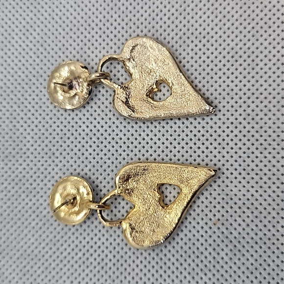 Vintage enamel heart earrings - Picture 3 of 3